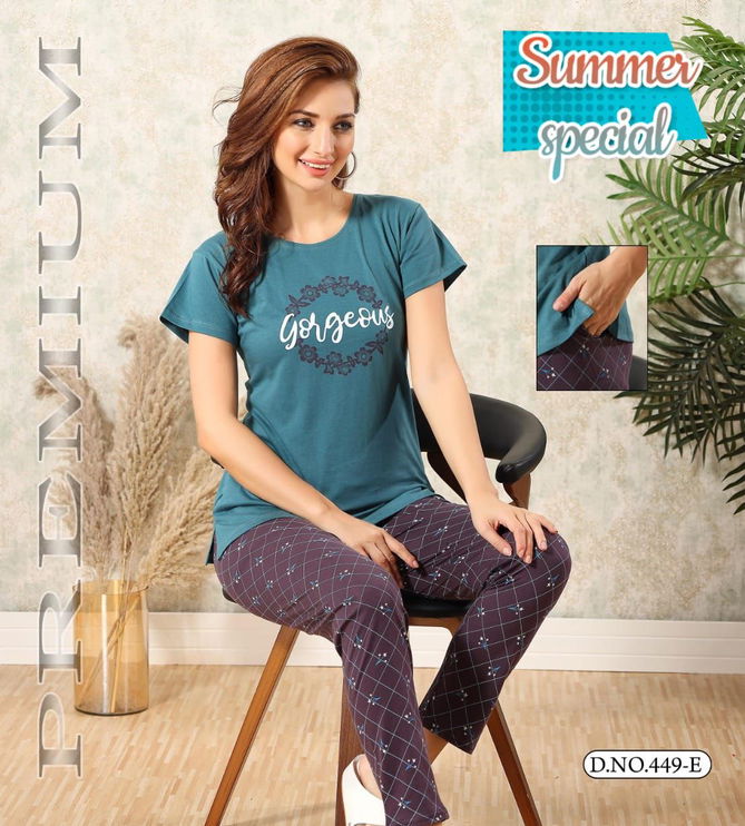 Summer Special Vol 449 Hosiery Cotton Night Suits Catalog
